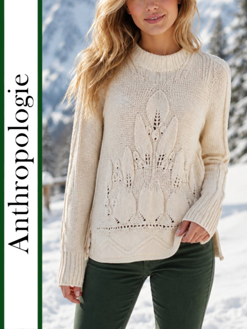 Anthropologie/Rosie Neira | 'Cloudleaf' Handknit Wool Blend Sweater